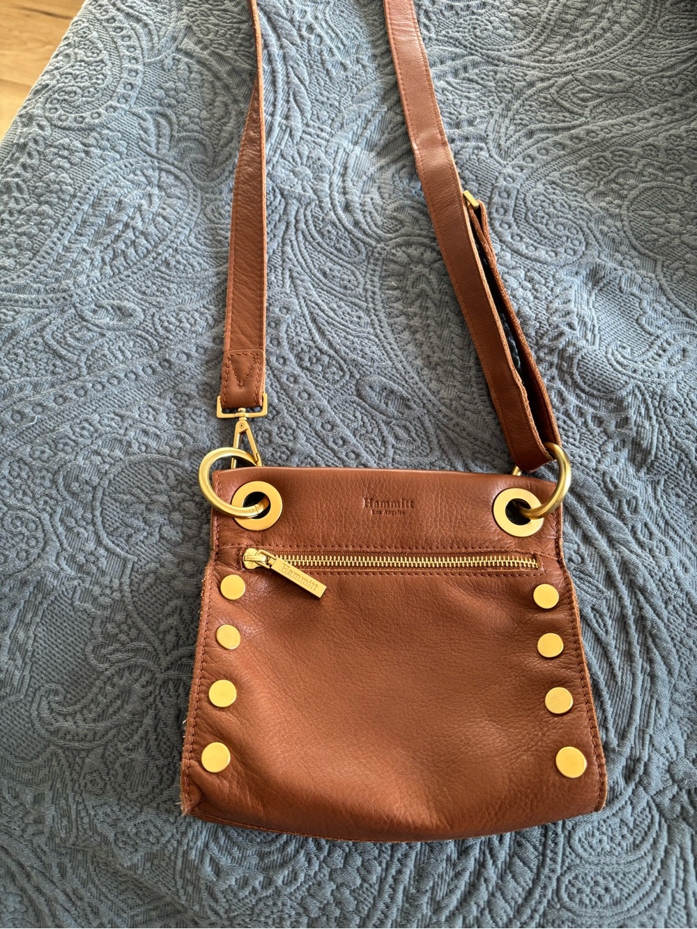 Hammitt Brown Leather Crossbody with Gold Hardware